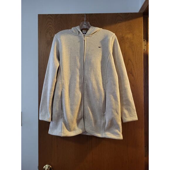Limited Edition Vineyard Vines Zip Fleece Soft Beige Warm Long Hoodie Small EUC - Picture 1 of 6